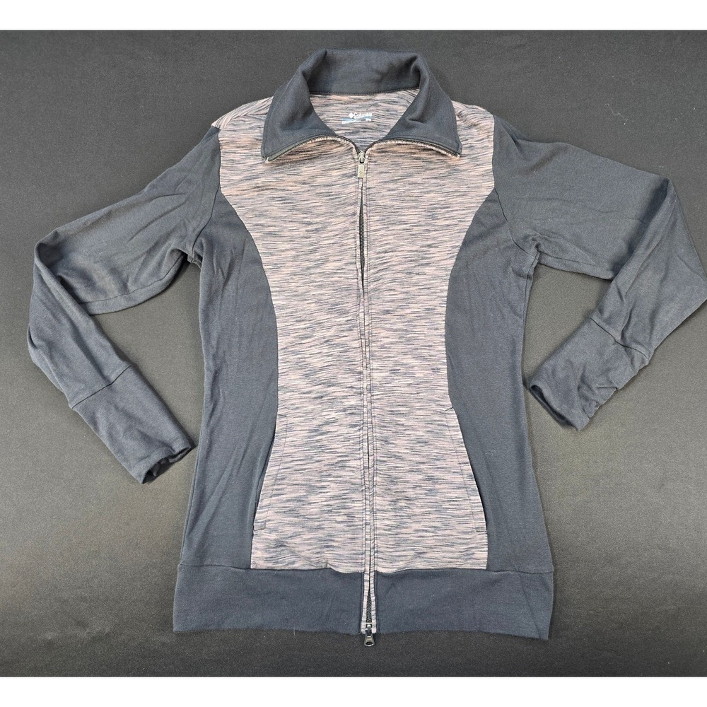 Columbia Women Medium Full Zip Athletic Jacket Gray Space Dye Stretch Activewear